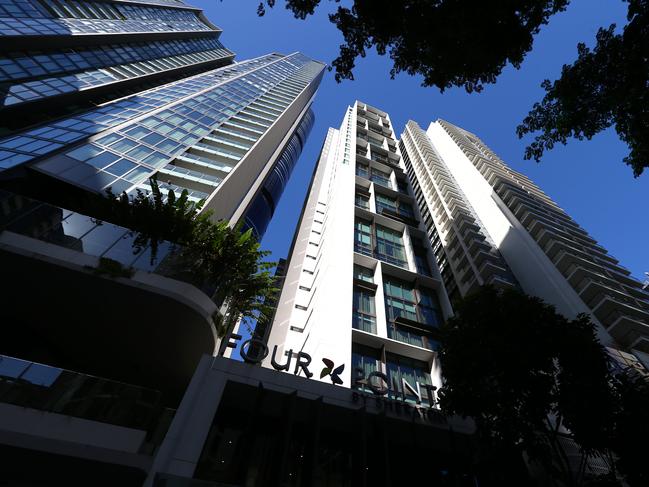 Four Point Sheraton in Mary street was the hotel where two flight attendants have now tested positive were staying at in Hotel Quarantine. Brisbane CBD Monday 21st June 2021 Picture David Clark