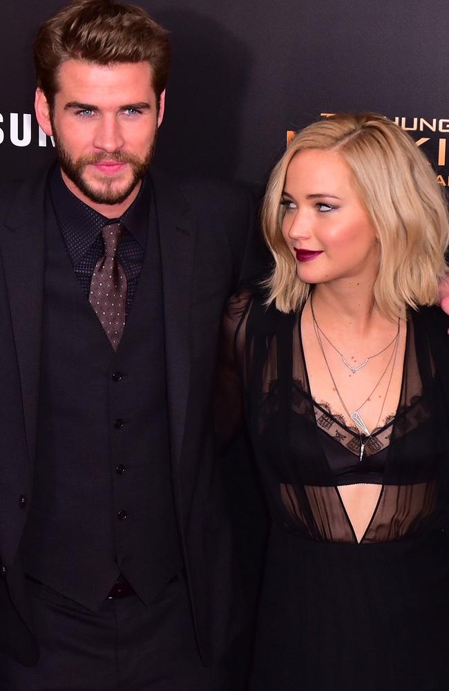 Jennifer Lawrence Wears Lace Bra Under Sheer Dress at 'Mockingjay