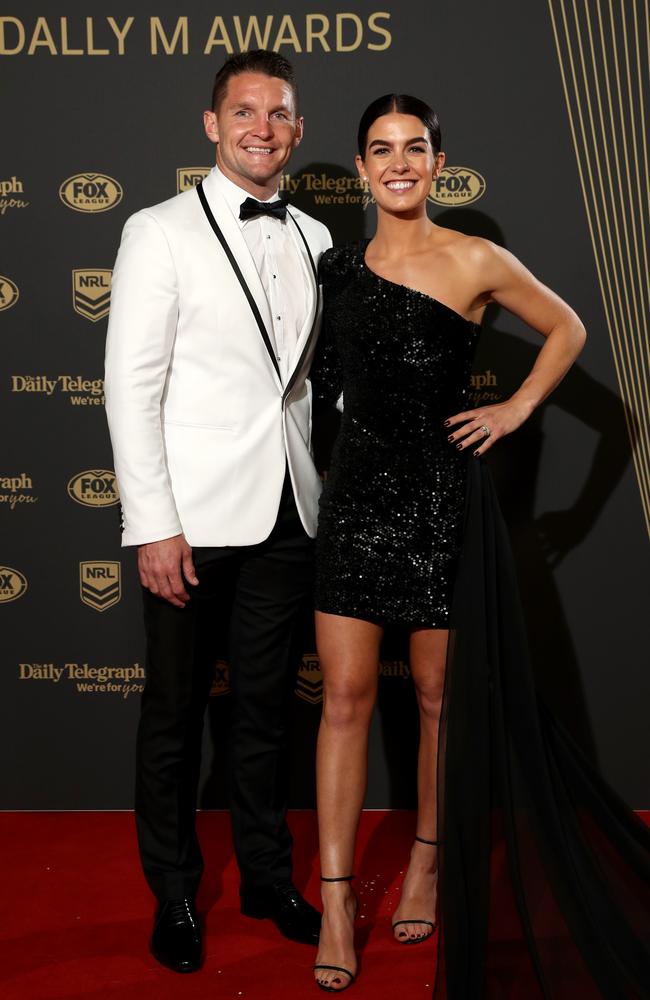 Jarrod Croker and Brittney Croker on the red carpet. Picture: Jonathan Ng