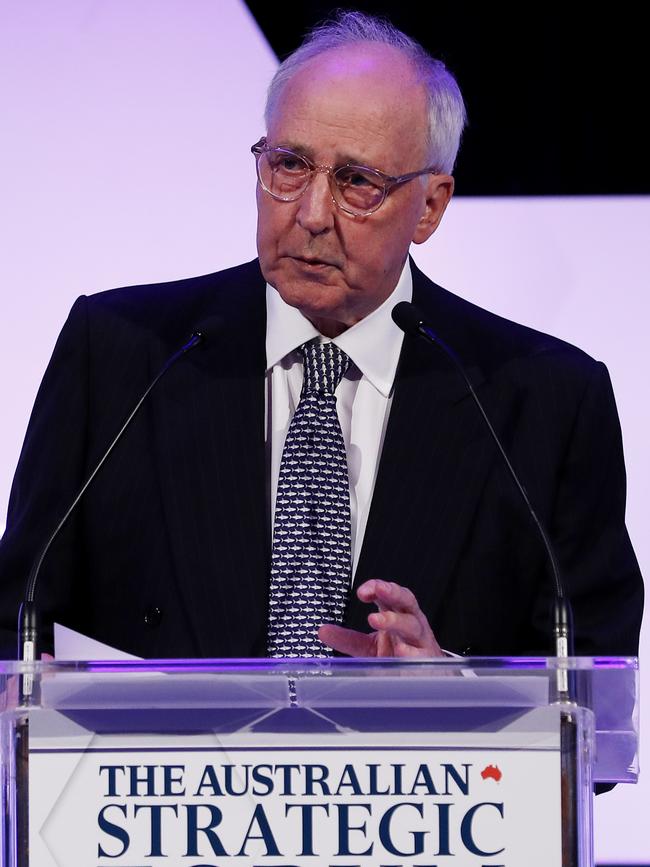 Former prime minister Paul Keating speaking at The Australian’s Strategic Forum. Picture: Nikki Short