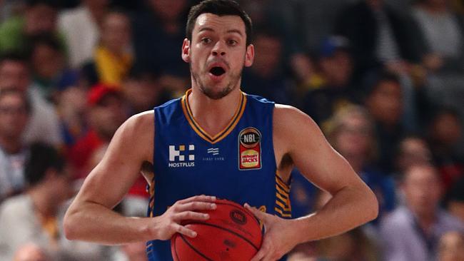 BRISBANE, AUSTRALIA - NOVEMBER 01: Jason Cadee of the Bullets makes a call during the round five NBL match between the Brisbane Bullets and the Perth Wildcats at Nissan Arena on November 01, 2019 in Brisbane, Australia. (Photo by Jono Searle/Getty Images)