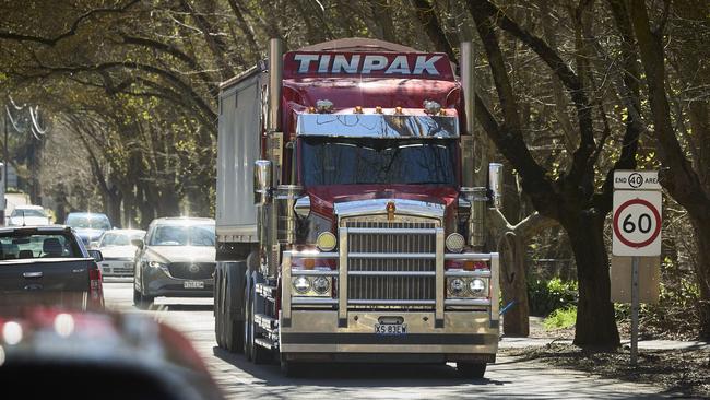 A truck heads down Main St in Hahndorf – but not for much longer. Picture: Matt Loxton