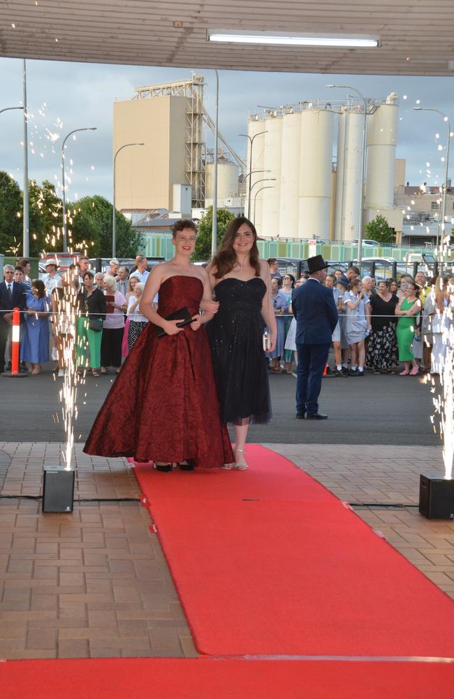 Toowoomba school formals. At the 2023 St Ursula's College formal is graduate Emily McErlean (right) with her partner Tiana. Picture: Rhylea Millar