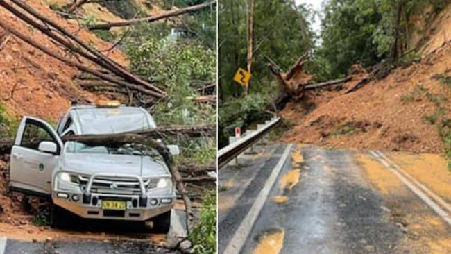 A landslip has forced the closure of Waterfall Way between Summervilles Road and Horseshoe Road, Thora. Diversions are in place via the Gwydir Highway. A Bellingen Shire Council vehicle was struck by the landslip but no one was injured.