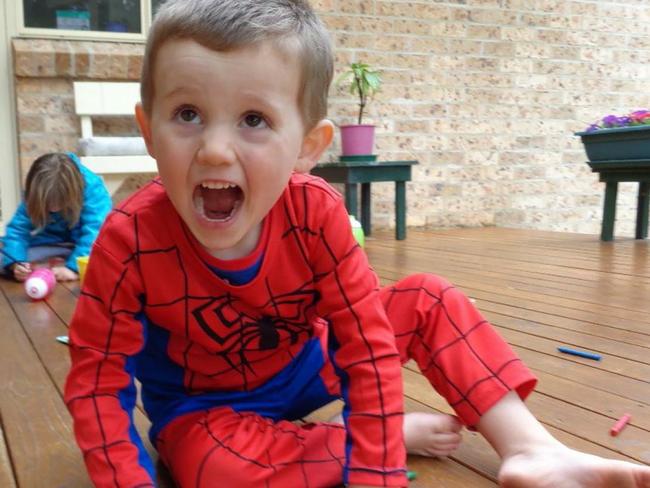 EMBARGO FOR TWAM 4 DEC 2021. New photo of Missing  boy William Tyrrell wearing  the actual Spiderman suit in which he disappeared in. Exhibit image released by the William tyrrell Inquest. Supplied