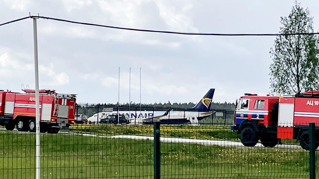 A Ryanair plane parked on Minsk International Airport’s apron today. Picture: AFP