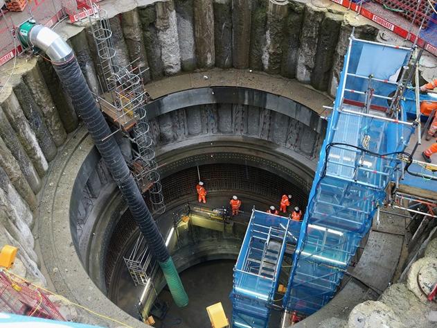 A general view of the Crossrail site at Farringdon Station ahead of a visit by Britain's Prince Charles and Camilla, Duchess of Cornwall, to mark the 150th Anniversary of London Underground, in London, England, Wednesday Jan. 30, 2013. (AP Photo/Chris Jackson, Pool)