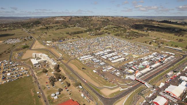 An aerial view of part of the circuit during pratice for the Bathurst 1000