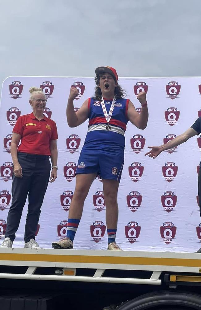 Jay Pietzner of Moranbah Bulldogs took out best on ground honours in the under-17 AFL Mackay grand final for 2024.