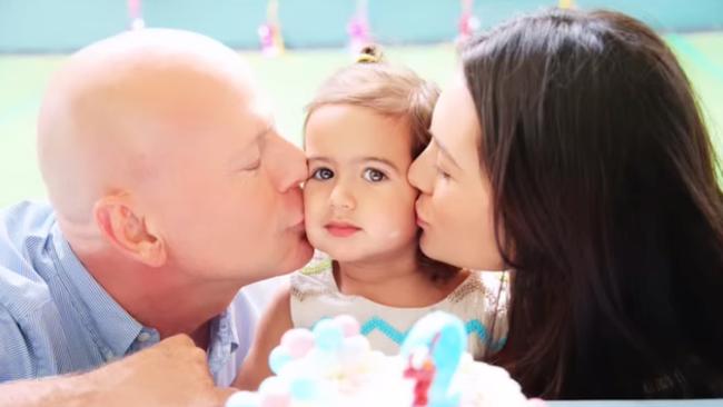 Bruce Willis with wife Emma and one of his children. Picture: instagram