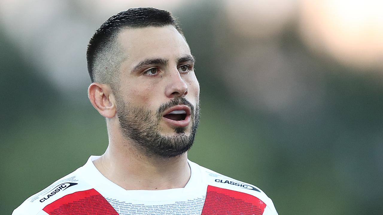 MUDGEE, AUSTRALIA - FEBRUARY 27: Jack Bird of the Dragons looks on during the Charity Shield &amp; NRL Trial Match between the South Sydney Rabbitohs and the St George Illawarra Dragons at Glen Willow Regional Sports Stadium on February 27, 2021 in Mudgee, Australia. (Photo by Mark Metcalfe/Getty Images)