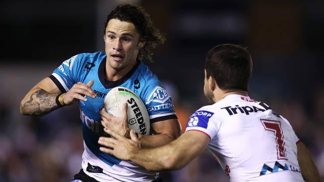 Nicho Hynes has thrived at halfback for the Sharks. Picture: Matt King/Getty Images