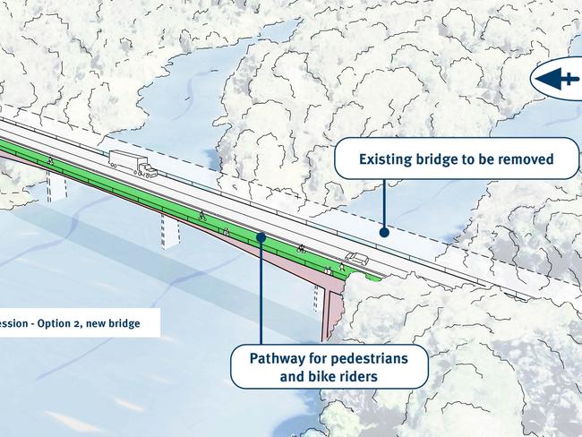 An artist's impression of the temporary bridge solution for the crossing of the Barron River. Picture: TMR