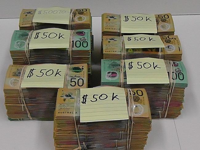 Cash seized by police in the investigation. Picture: SA Police