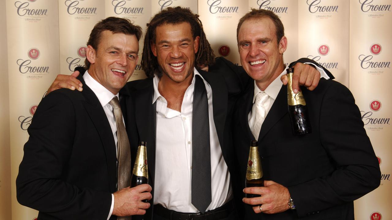 Gilchrist, Symonds and Matthew Hayden at the 2008 Allan Border Medal after-party.