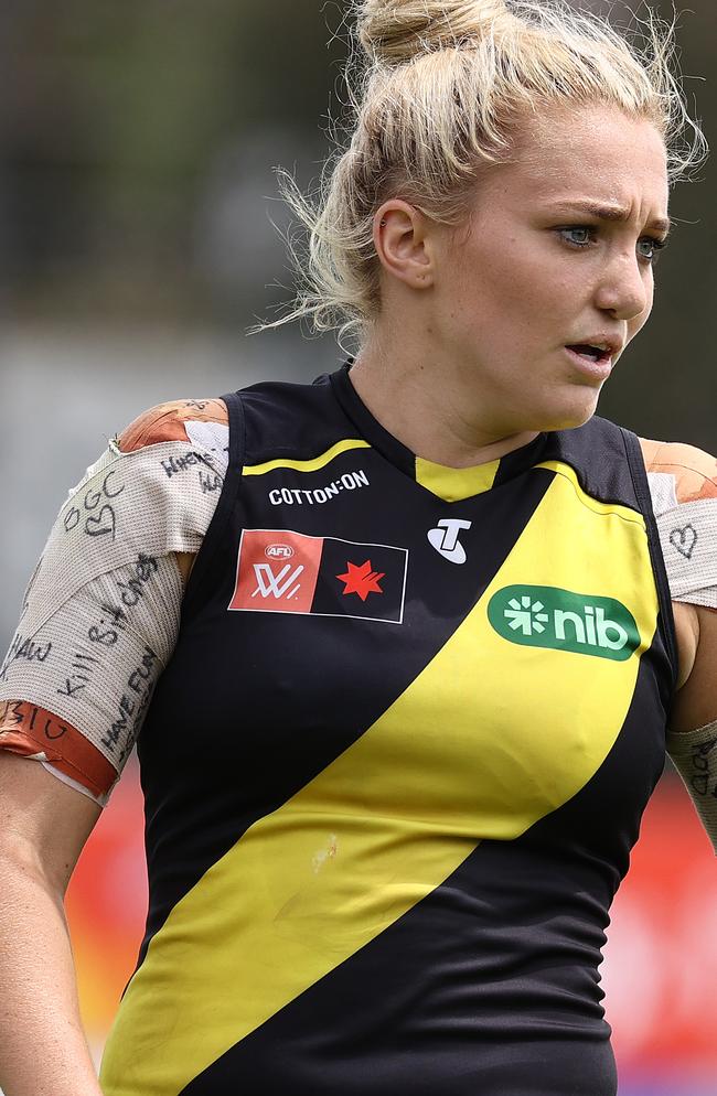 Jess Hosking in 2022 playing for Richmond. Picture: Michael Klein