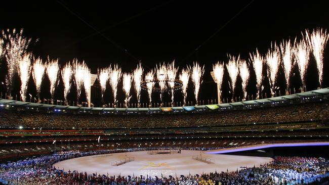 The opening ceremony of the 2002 Commonwealth Games in Melbourne. Picture: Getty Images