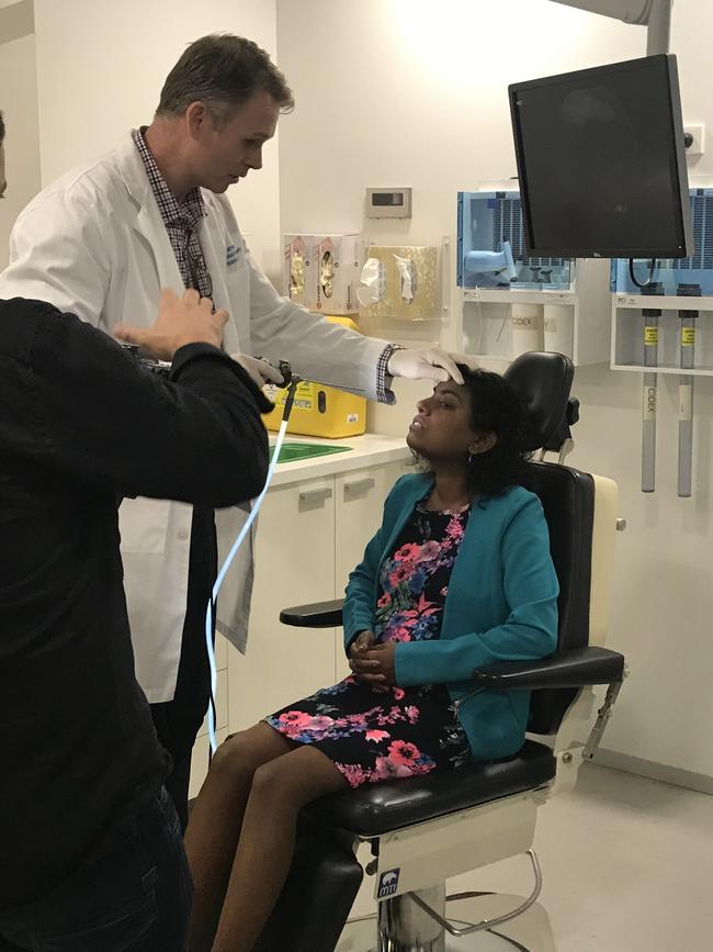 Malini Raj in a consultation at St Vincent's Hospital in Sydney in 2018. Picture: Supplied