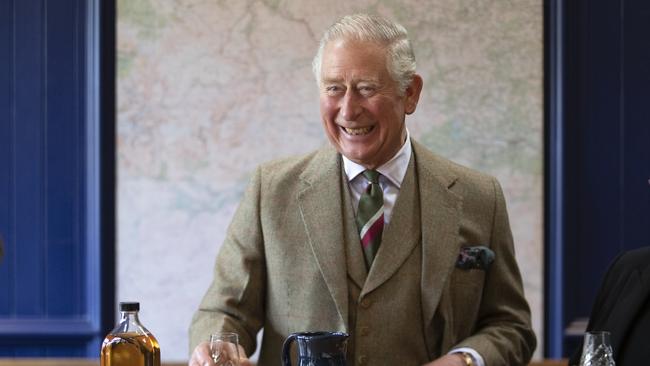 The Prince of Wales, known as the Duke of Rothesay while in Scotland, takes part in a whisky tasting during a visit to the Royal Lochnagar Distillery at Crathie on Royal Deeside. (Photo by Jane Barlow/PA Images via Getty Images)