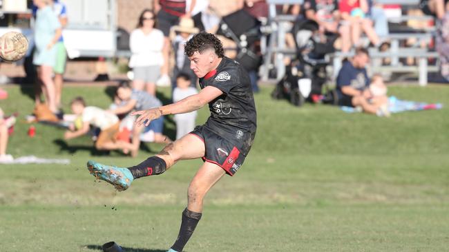 Action gallery of the Tugun Seahawks vs Mudgeeraba Redbacks rugby league game. Kyle Williams. 29 May 2022 Mudgeeraba Picture by Richard Gosling