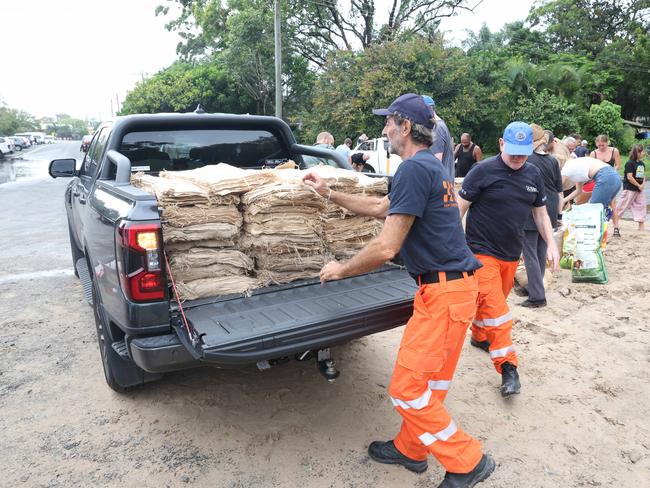 Residents are preparing, filling sandbags so they can protect their homes in Byron Bay. Picture: Rohan Kelly