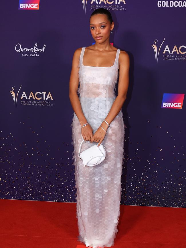 Wilde on the red carpet at the 2024 AACTA awards where she won Best Lead Actress for Talk to Me. Picture: David Clark