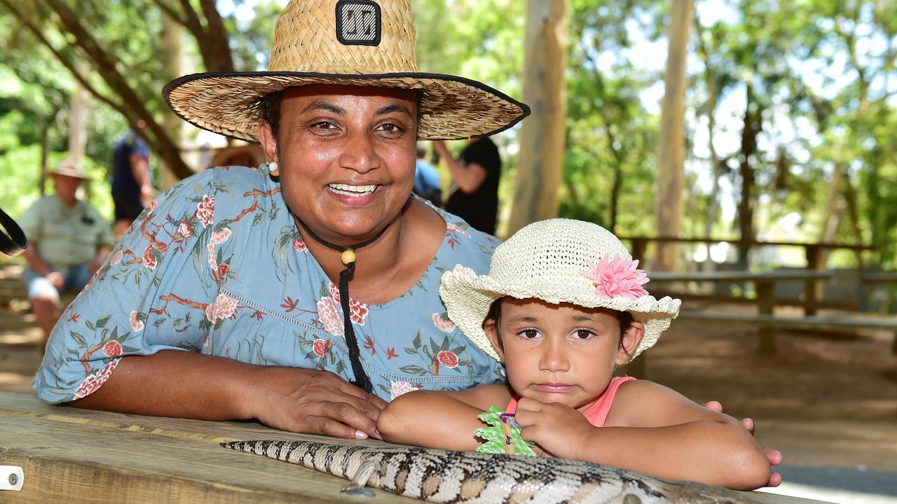 Reshma Elder and Anita Elder, 5 from Alligator Creek, pictured at Billabong Sanctuary. Picture: Shae Beplate.