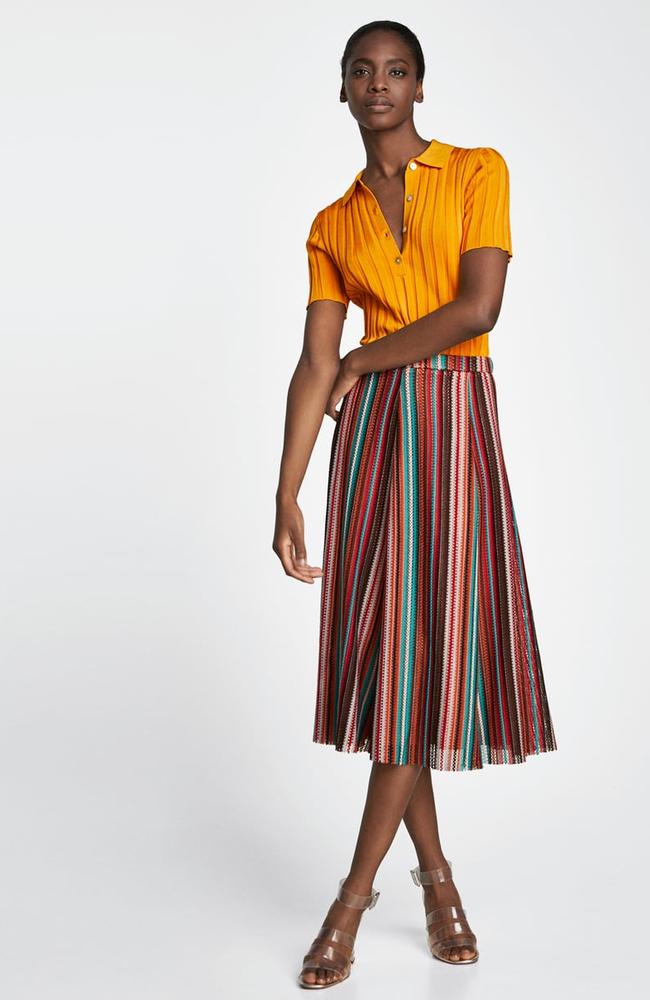 Skirt with multi-coloured stripes, $59.95.