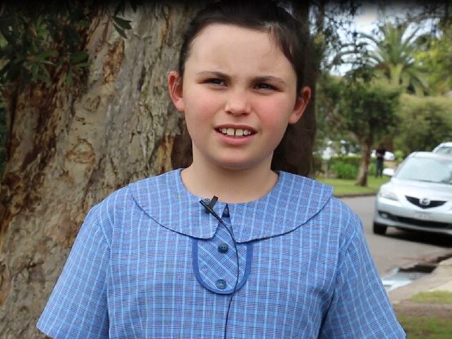 Ruby, 9, telling award organisers why her granddad, Robert Stark, is “the best in the world”. Picture: Supplied