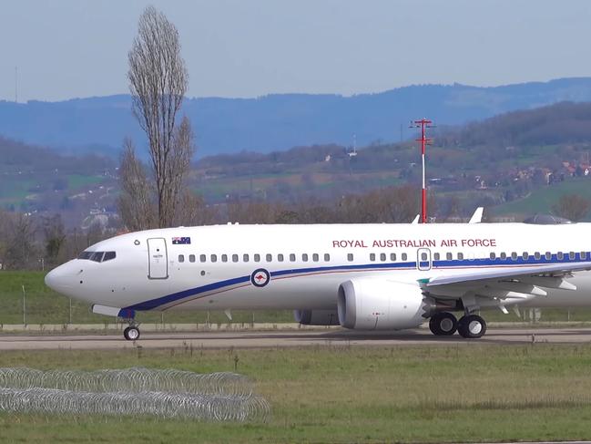 One of the air force's new Boeing 737 Max 8 jets that will join the RAAF's 34 Squadron to transport VIPs including the Prime Minister, the Governor General, and senior government ministers. Picture: YouTube / Aero Productions