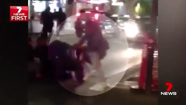 Police officer punched in Hindley Street brawl (7 News Adelaide)