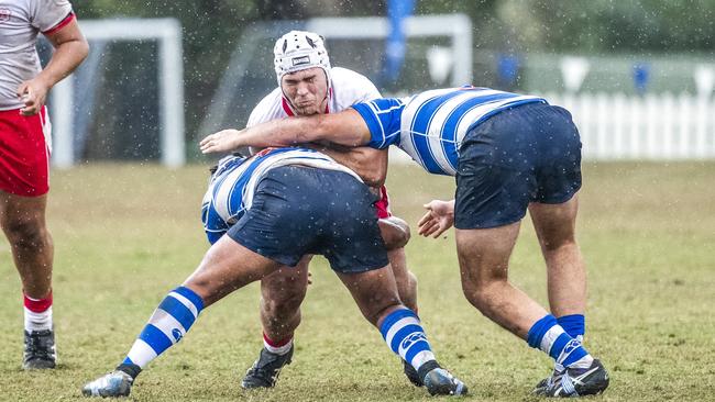 This is the type of defence BBC will have to overcome against Nudgee this weekend.Picture: Richard Walker