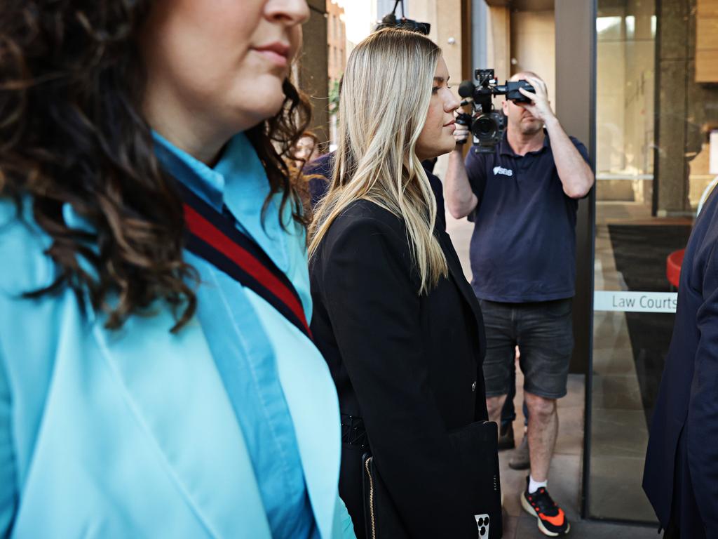 Brittany Higgins arrives at the Federal Court on Thursday with her legal team. Picture: NCA NewsWire/ Adam Yip