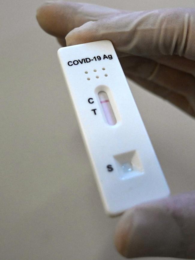 A view of a used rapid antigen test. Picture: AFP