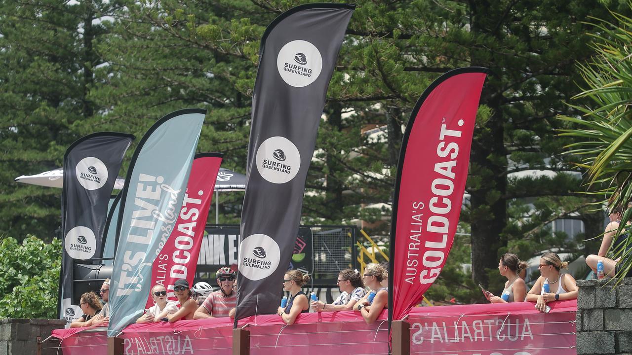 The crowd at the 2025 Gold Coast Open surf comp at Burleigh Heads. Picture: Glenn Campbell