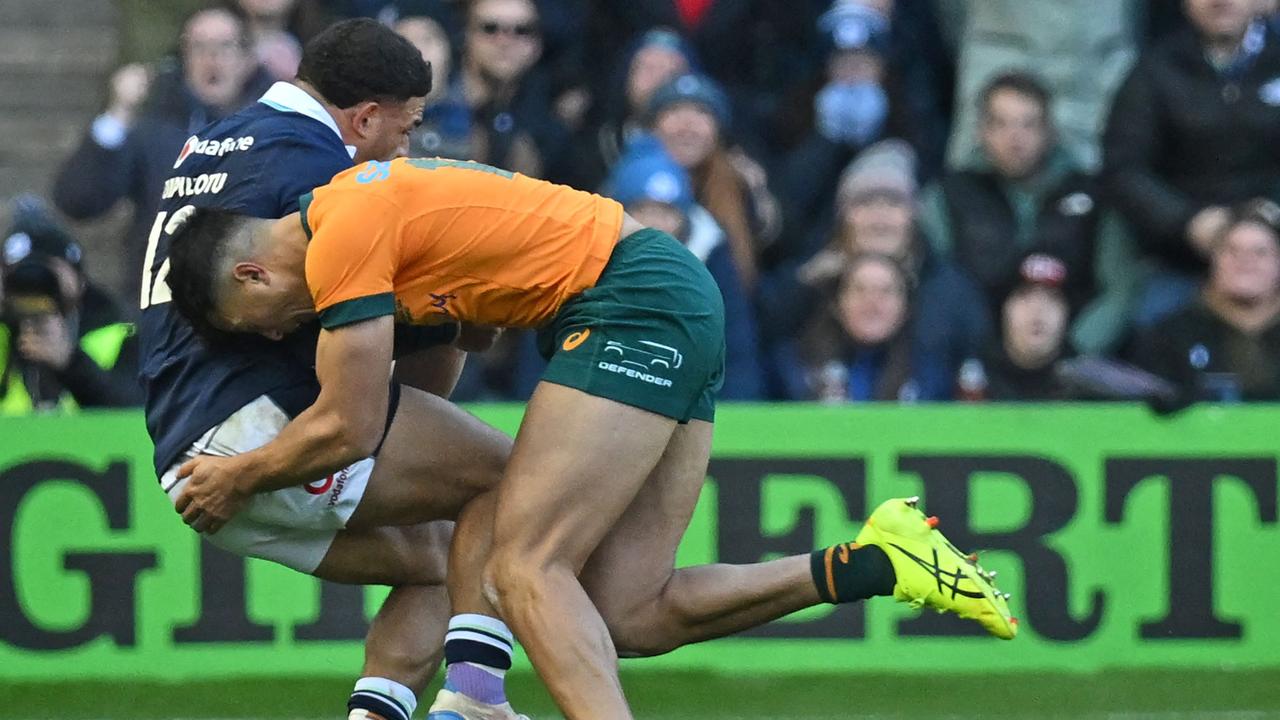 The tackle that did the damage. Photo by ANDY BUCHANAN / AFP.