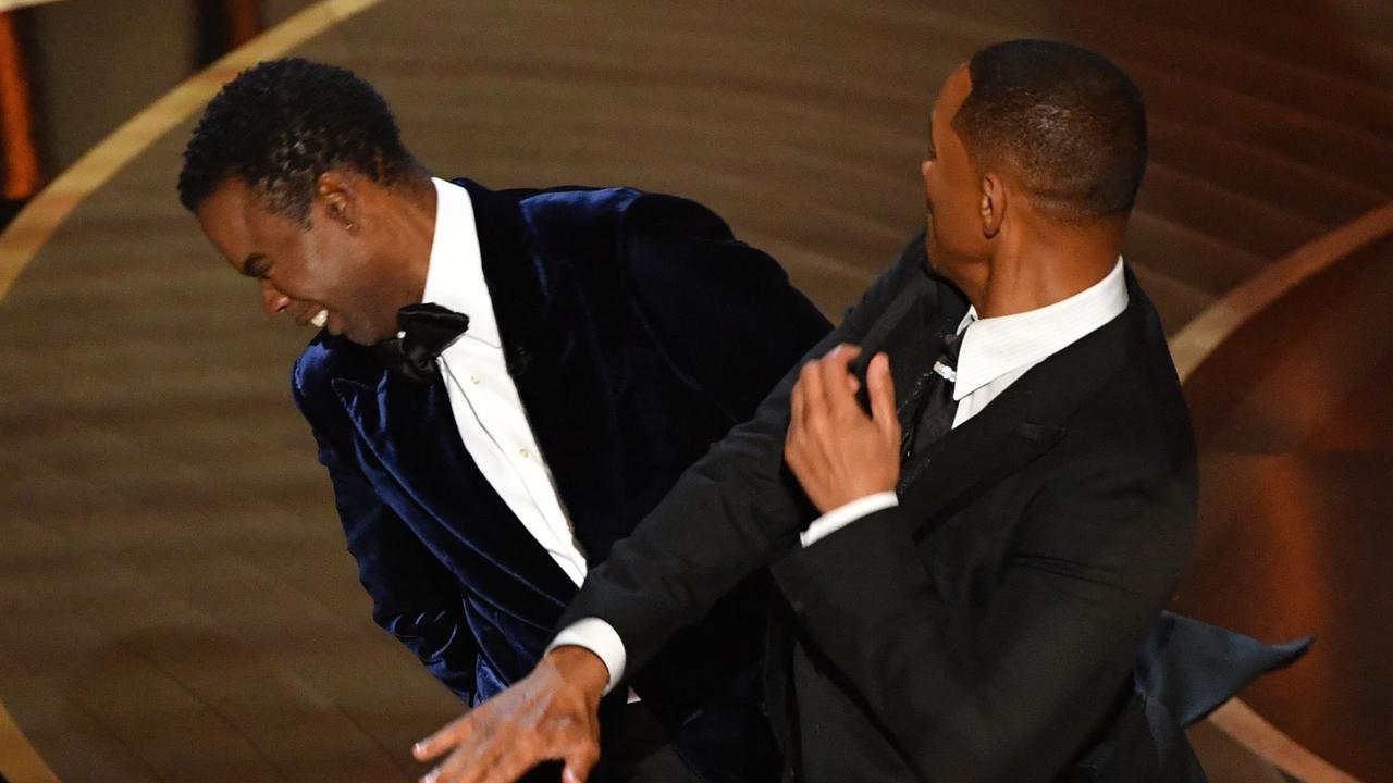 Will Smith slaps Chris Rock. Picture: Robyn Beck / AFP