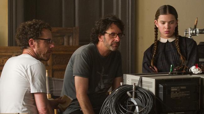 Ethan and Joel Coen with Hailee Steinfeld in True Grit.