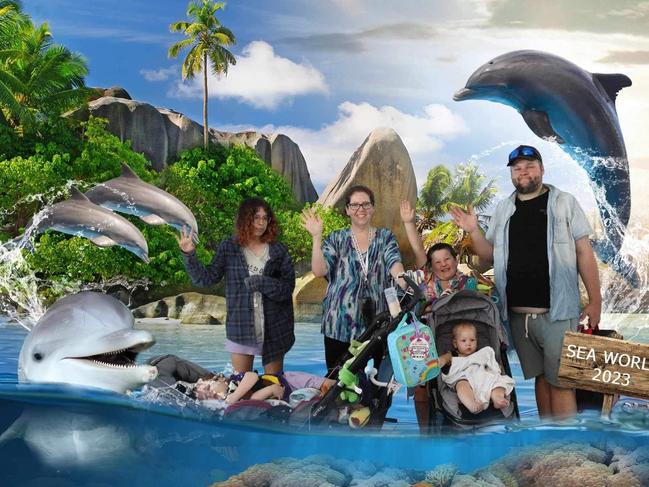 The Sandeman family at Sea World on the Gold Coast where Sean got to see the dolphins.