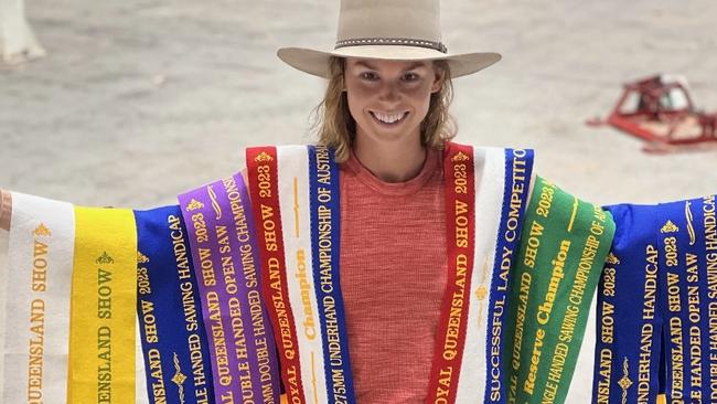 Martha King has won several woodchopping competitions since she arrived at the Ekka.