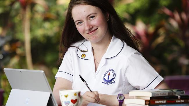 Abbey Sim, 17, is getting ready for her HSC. Picture: Justin Lloyd