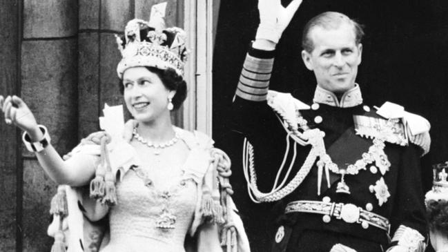 The newly coronated Elizabeth with Prince Philip. Picture: Intercontinentale/AFP