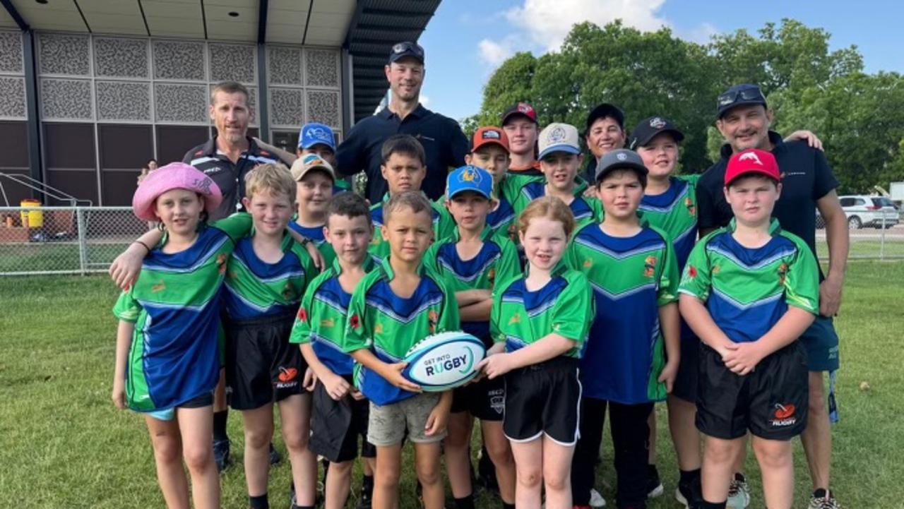 NT Rugby held a clinic at the Katherine Showgrounds as part of the Gold Blooded Tour. Picture: NT Rugby