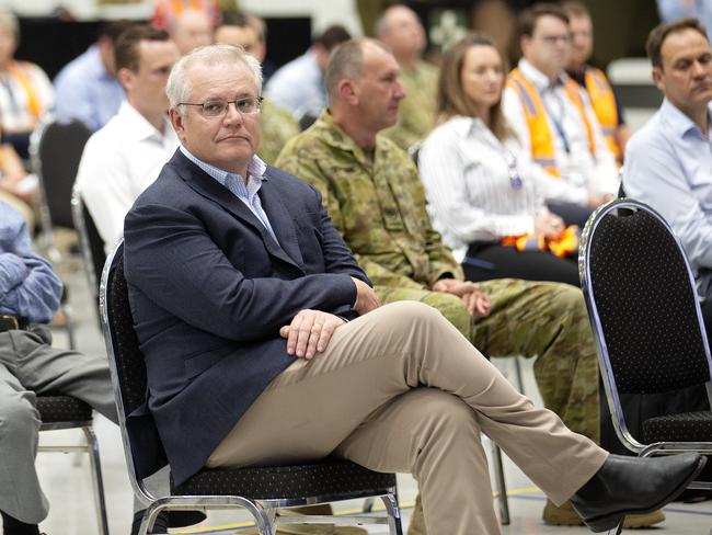 Brisbane, AUSTRALIA - NewsWire Photos October 11, 2020: Prime Minister Scott Morrison attends the official opening of the Rheinmetall Military Vehicle Centre of Excellence. The defence technology company in Redbank will create more jobs for Queensland. Picture: NCA NewsWire / Sarah Marshall