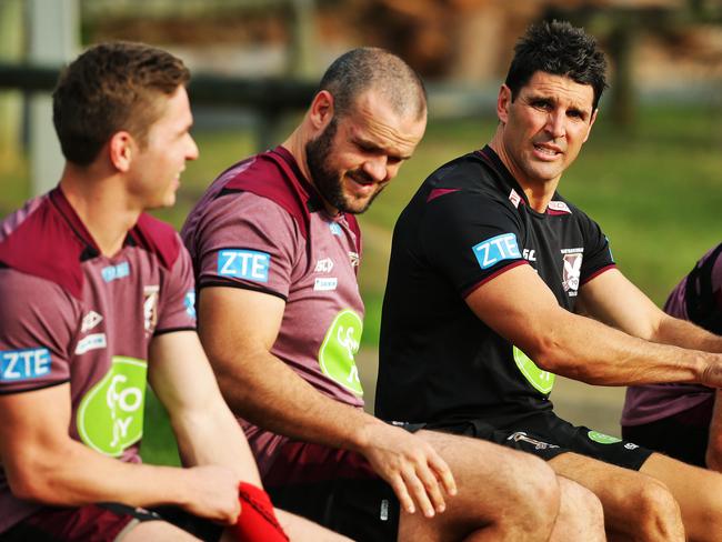 Manly Coach Trent Barrett during the Manly Sea Eagles training session at Sydney Academy of Sport, Narrabeen. Picture: Braden Fastier