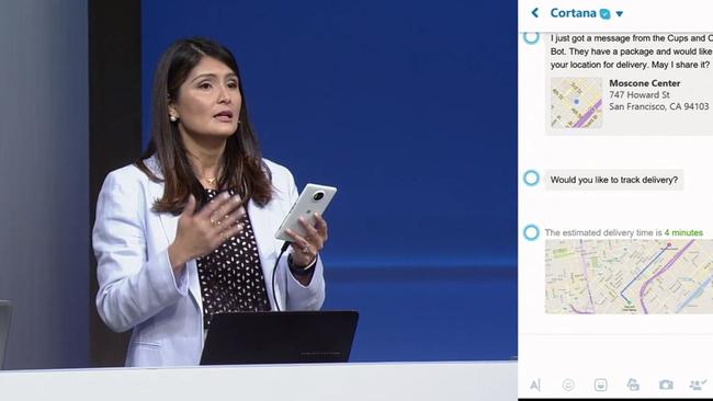 Microsoft's Lilian Rincon shows how to converse with a bot using Skype and Cortana.