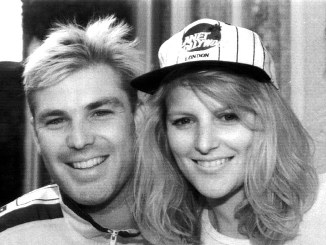 Shane Warne with his then-fiancee Simone Callaghan.