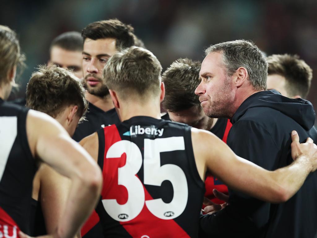 Bombers head coach Ben Rutten is happy with the midfield cohort at the club. Picture: Matt King/AFL Photos/via Getty Images