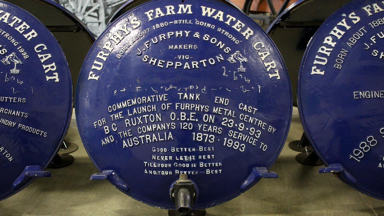 Furphy tanks at the Furphy museum at Shepparton. Picture: News Corp Australia