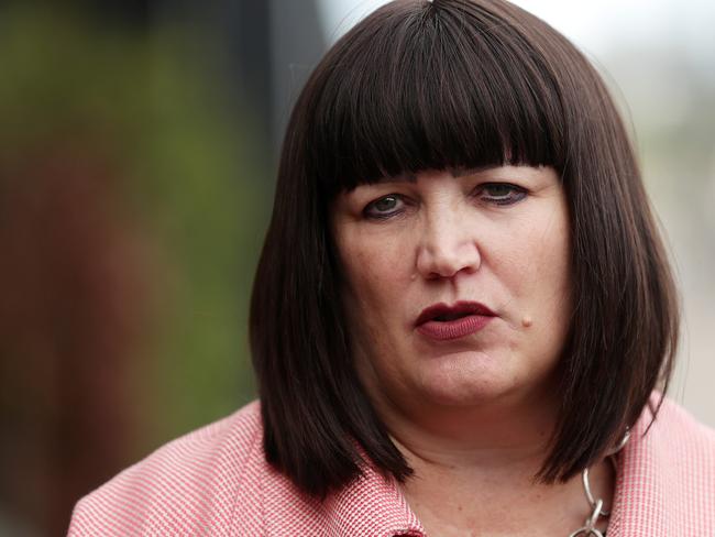 SYDNEY, AUSTRALIA - MARCH 17: Rugby Australia Chief Executive Raelene Castle speaks to the media during a press conference at Jones Bay Wharf on March 17, 2020 in Sydney, Australia. (Photo by Mark Metcalfe/Getty Images)